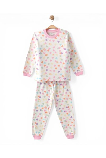 voyyo kids baby Κοριτσίστικο σετ πιτζάμες με στάμπα καρδιάς και λαιμόκοψη ποδ...