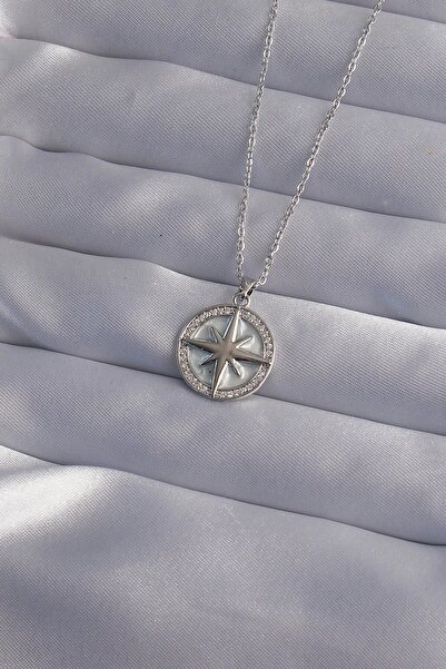 OtoTech 316L Steel Chain Silver Color Zircon Stone Polar Star Necklace