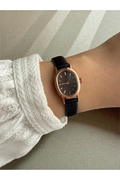 Vola Collection Brown Oval Case Brown Leather Strap Minimal Women's Wristwatc...