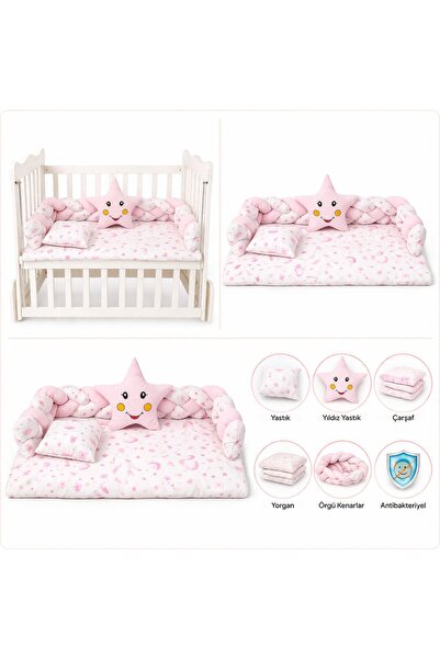 BANANA BABY HUHU 5 PARÇA 50*100 BEŞİK UYUMLU YIKANABİLİR ÖRGÜLÜ YASTIK YILDIZ...