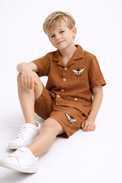 mini kanka Σετ Λινό Πουκάμισο και Σορτς για Αγόρια – Καλοκαιρινό Άνετο Κομψό ...