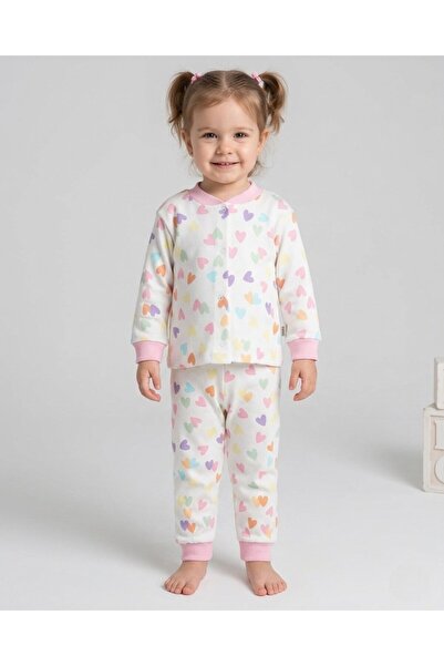 voyyo kids baby Girl's Heart Printed Snap Fastener Seasonal 100% Cotton Night...