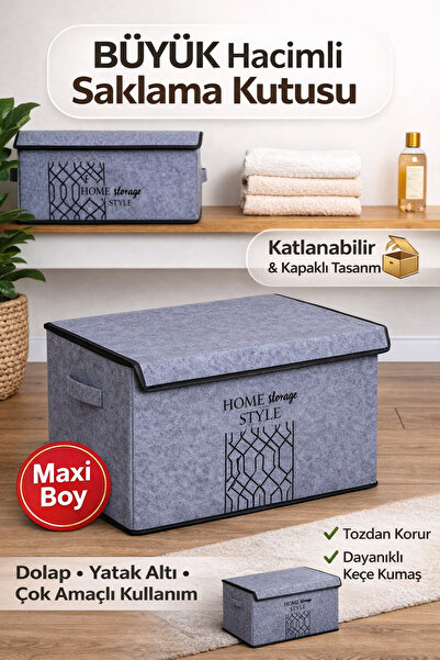 Funny Life Κουτί αποθήκευσης με κάλυμμα από τσόχα Maxi Grey – Πτυσσόμενος οργ...