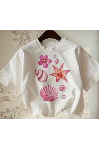 LELVANİ Γυναικείο μπλουζάκι με στάμπα ροζ κοχύλια