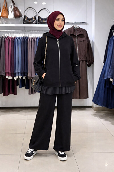 Armine TREND 26YT606 Σετ Παντελόνι με Φούστα και Λεπτομέρεια Ρίγας - Μαύρο