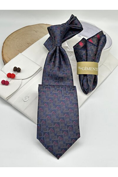 Gutiero Cravată clasică batistă cu model bleumarin