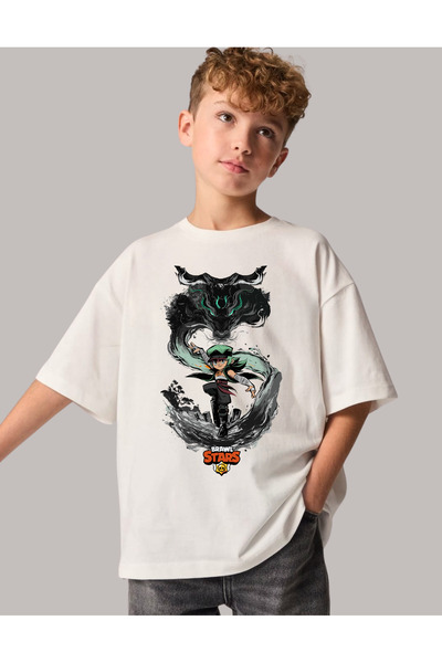 Little Aden Erkek Çocuk Brawl Stars Baskılı %100 Pamuk Oversize Yazlık Tişört