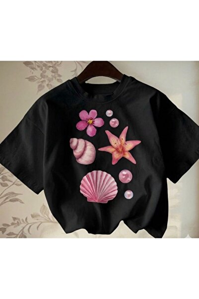 LELVANİ Γυναικείο μπλουζάκι με στάμπα ροζ κοχύλια