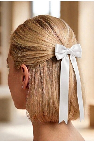 Mavi Masal Λευκή Σατέν Κορδέλα με Φιόγκο για Γυναίκες/Κορίτσια, Σετ 5 τεμαχίων