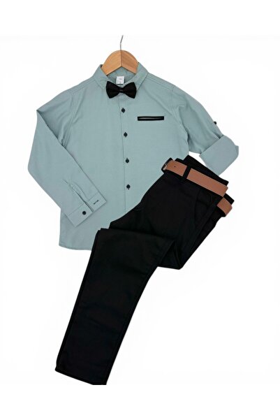 VOY KİDS Αγορίστικο πουκάμισο Oxford, λινό παντελόνι, παπιγιόν, ζώνη, εορταστ...