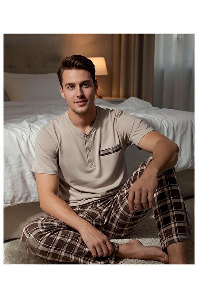 ARCAN Ανδρικό Σετ Πιτζάμες με Κοντό Μανίκι και Γιακά με Κουμπιά, από Χτενισμέ...