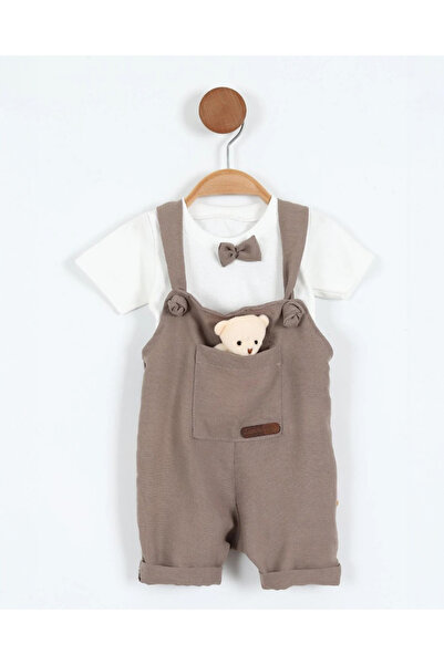 voyyo kids baby Erkek Bebek Yazlık Keten Salopet ve Papyonlu Badili 2'li Şık ...
