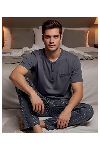 ARCAN Ανδρικό Σετ Πιτζάμες με Κοντό Μανίκι και Γιακά με Κουμπιά, από Χτενισμέ...