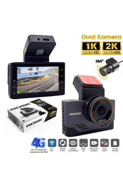 Rose MR-93 4G Wifi Araç İçi 2 Kamera DVR Led Ekran Gece Renkli Sesli 2K+1K