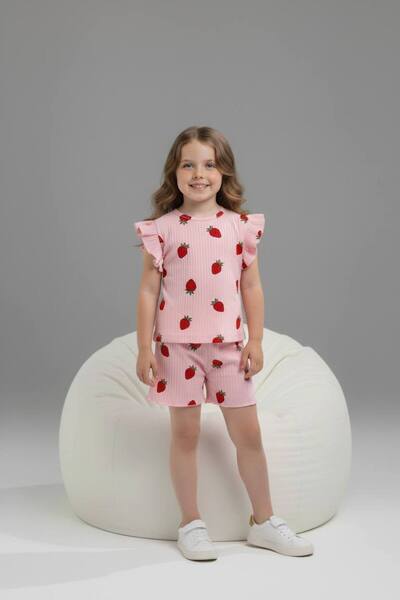 Yağmur Giyim PJKSKT Κοντομάνικο σετ για κορίτσια με βολάν από ύφασμα με σχέδι...