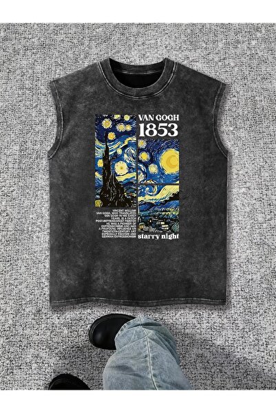 CLASSY.MODA Unisex Αμάνικο Υπερμεγέθες T-Shirt με στάμπα, Πλενόμενο, Street S...