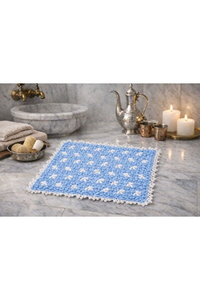 LİLORA Hand Knitted Bath Loofah Light Blue |   Soft Textured Dowry Towel |   ...