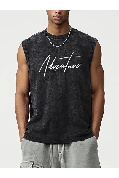 CLASSY.MODA Unisex Αμάνικο Υπερμεγέθες T-Shirt με στάμπα, Πλενόμενο, Street S...