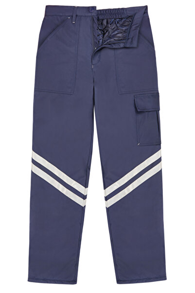 İŞMONT Ανδρικό παντελόνι εργασίας σε σκούρο μπλε με καπιτονέ, τσέπη cargo με ...