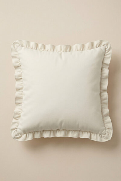 Morlay Κάλυμμα μαξιλαριού με βολάν από βαμβακερό φυσικό ύφασμα, διακοσμητικό ...