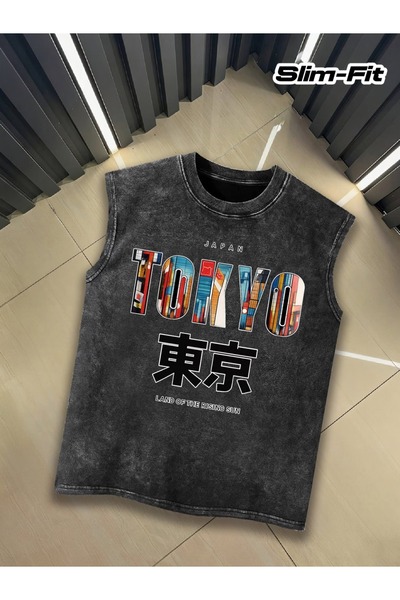 CLASSY.MODA Unisex Αμάνικο Υπερμεγέθες T-Shirt με στάμπα, Πλενόμενο, Street S...