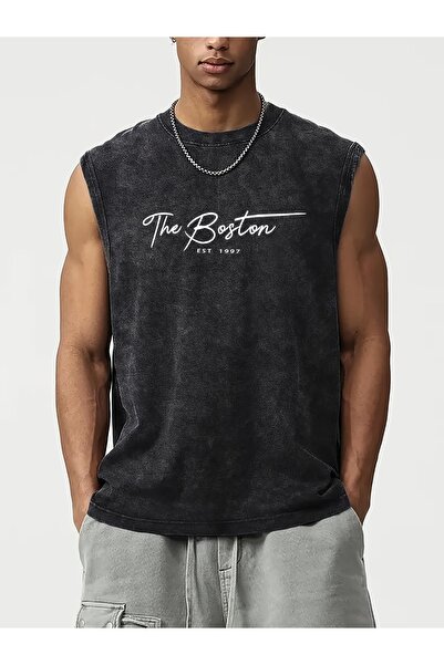 CLASSY.MODA Unisex Αμάνικο Υπερμεγέθες T-Shirt με στάμπα, Πλενόμενο, Street S...