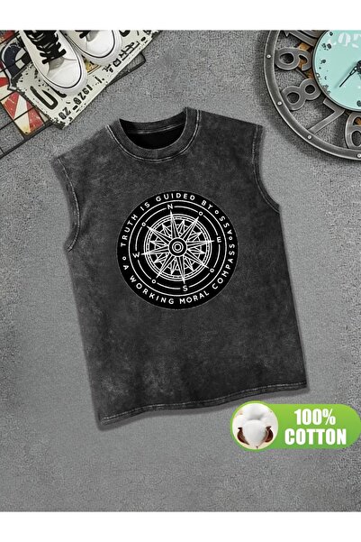 CLASSY.MODA Unisex Αμάνικο Υπερμεγέθες T-Shirt με στάμπα, Πλενόμενο, Street S...