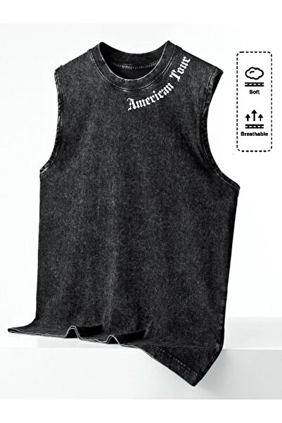 CLASSY.MODA Unisex Αμάνικο Υπερμεγέθες T-Shirt με στάμπα, Πλενόμενο, Street S...