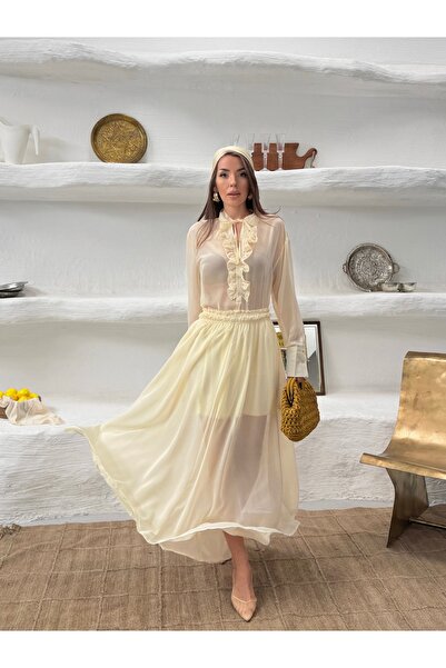 NEW STATION Remoda Multi-Chiffon Blouse and Skirt Set