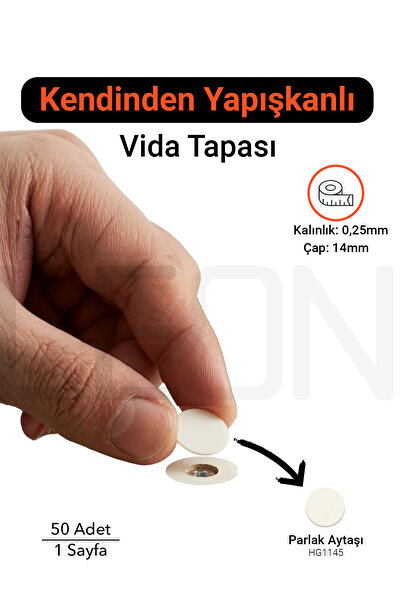 MATCHCAPS SCREW COVER Yapışkanlı Vida Tapası PARLAK AYTAŞI Vida Kapatıcı Kapa...