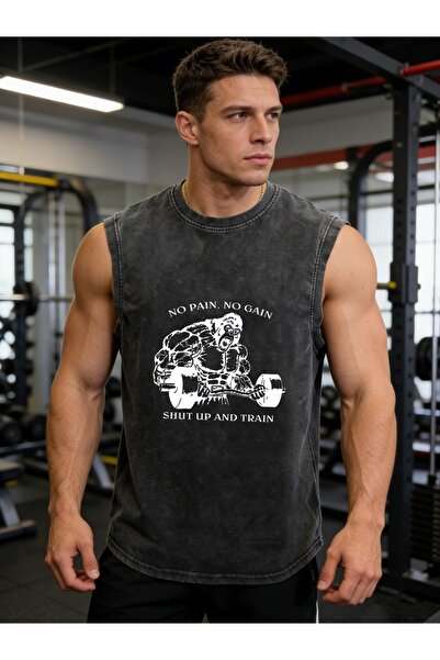 CLASSY.MODA Unisex Αμάνικο Υπερμεγέθες T-Shirt με στάμπα, Πλενόμενο, Street S...