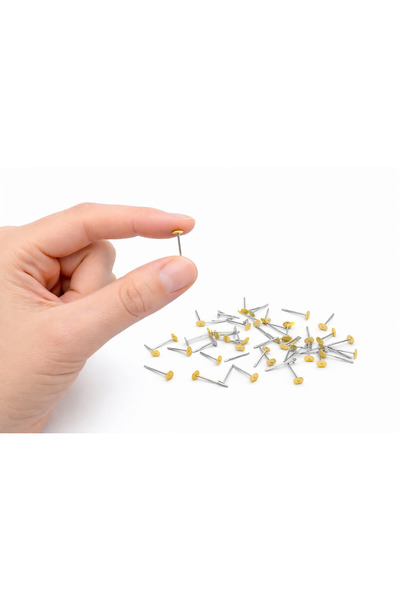 FlowerAksesuar 50 Adet - 4 Mm Küpe Iğnesi, Küpe Çivisi, Küpe Aparatı, Yapıştı...