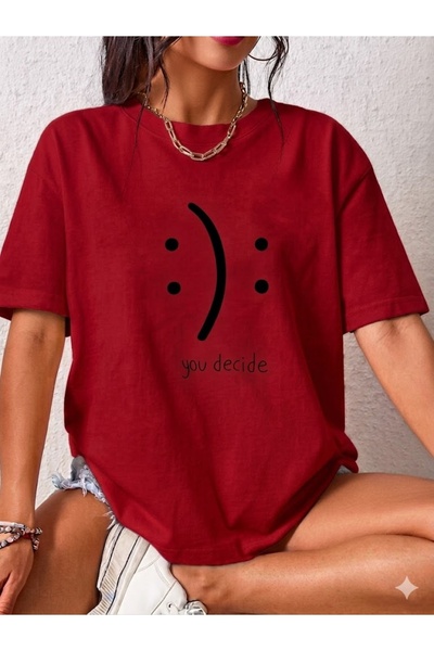 WOODROFFE Women's You Dehice'Hangisisin' Printed Oversize Casual T-Shirt