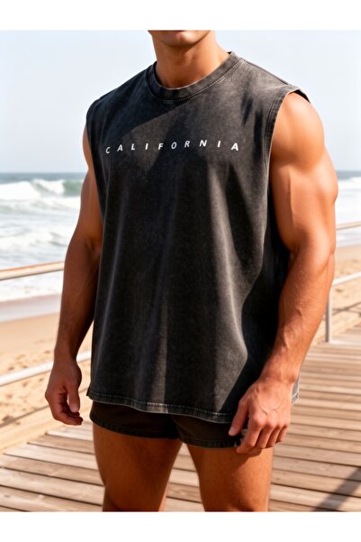 CLASSY.MODA Unisex Αμάνικο Υπερμεγέθες T-Shirt με στάμπα, Πλενόμενο, Street S...