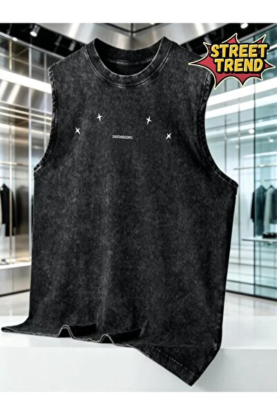 CLASSY.MODA Unisex Αμάνικο Υπερμεγέθες T-Shirt με στάμπα, Πλενόμενο, Street S...