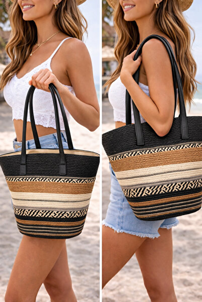 ZERAMİNE Γυναικεία ψάθινη τσάντα παραλίας, καλοκαιρινή πλεκτή τσάντα για καθη...