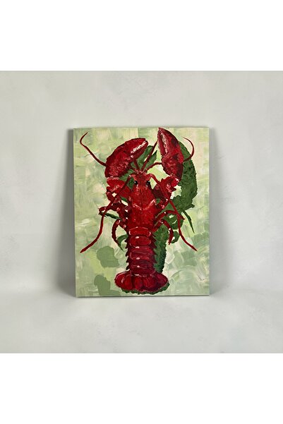 El Boyaması Istakoz Tablo | 40x50 cm | Akrilik Boya | Vernikli | Modern Dekoratif Duvar Sanatı