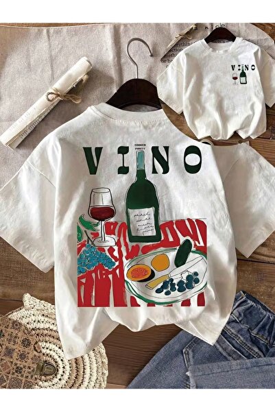AEMİ Μπλουζάκι Unisex Vino με στάμπα Oversize Crew Neck