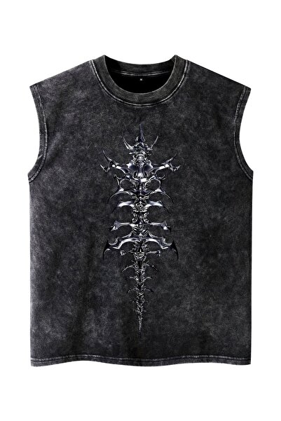 CLASSY.MODA Unisex Αμάνικο Υπερμεγέθες T-Shirt με στάμπα, Πλενόμενο, Street S...