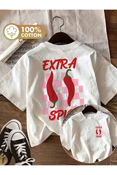 AEMİ Unisex Έξτρα Σπιρτόζικο Τυπωμένο Μπλουζάκι Oversize με Λαιμόκοψη Ποδηλάτου