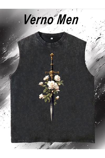 CLASSY.MODA Unisex Αμάνικο Υπερμεγέθες T-Shirt με στάμπα, Πλενόμενο, Street S...