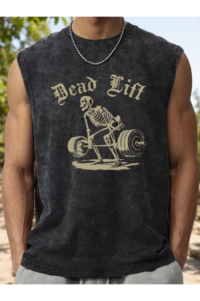 CLASSY.MODA Unisex Αμάνικο Υπερμεγέθες T-Shirt με στάμπα, Πλενόμενο, Street S...