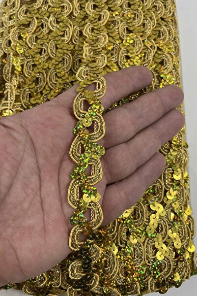 Hobigram Gold Veroia Sequin Decorative Ribbon – Handcrafted Decoration 5 Mete...