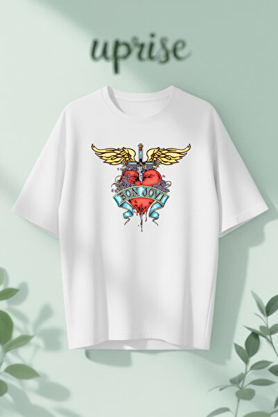 Vordevia Μπλουζάκι Bon Jovi με στάμπα από βαμβάκι σε oversized γραμμή