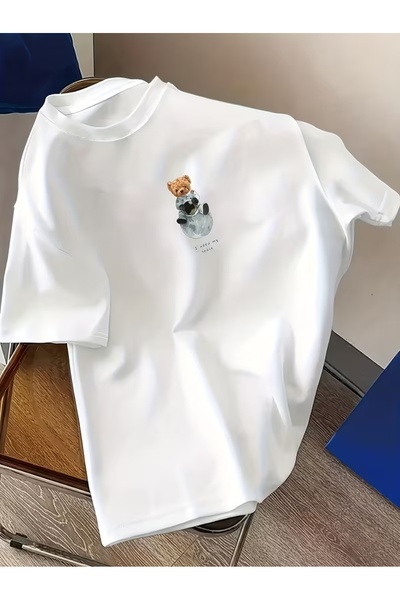 Marco Fresco Μπλουζάκι Unisex με στάμπα Little Bear, Oversize Crew Neck