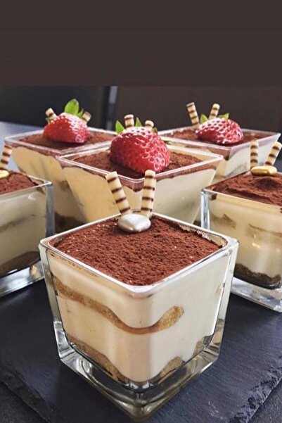Empressco 6-Piece Glass Square Cup Magnolia, Dessert and Ice Cream Bowl Kezze