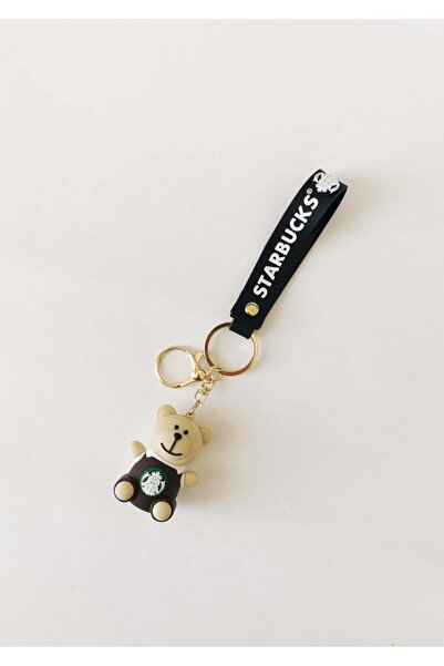 Halley Concept Silicone cute teddy bear figured coffee themed charm keychain ...