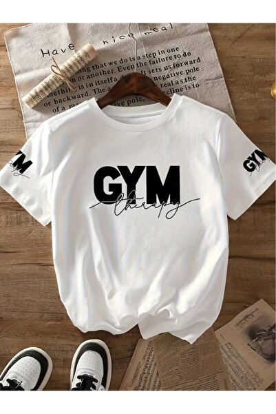 AEMİ Μπλουζάκι Unisex Gym Therapy με στάμπα Oversize Crew Neck