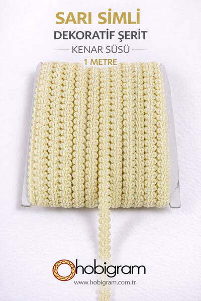 Hobigram Κίτρινη διακοσμητική κορδέλα με γκλίτερ Cornella Κόρνελα Κόσκινο Στο...