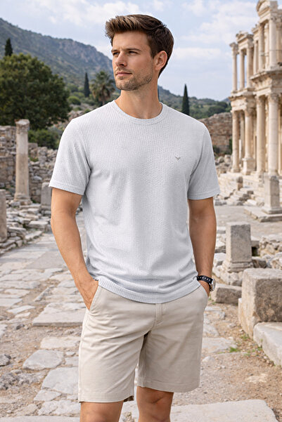 Maccali Ανδρικό καλοκαιρινό βαμβακερό μπλουζάκι Basic Muslin Grey